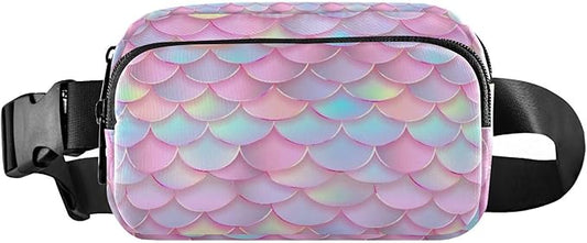 Colorful Mermaid Scale Fanny Pack for Women Men Water Resistant Fashion Waist Packs with Adjustable Strap Belt Bag for Travel Workout Jogging Hiking 21219392
