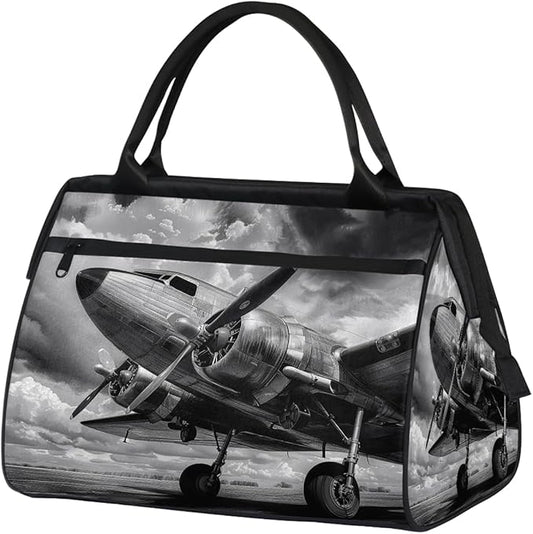 Multipurpose Duffle Bag, Waterproof Carry On Bag with Spacious Design, Retro Airplane Gym Bags, 15.2x8.3x11.6in