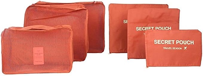 Portable Packing Cubes - Perfect Luggage Organizer Bags, Packing Cubes for Suitcases, Compression Packing Cubes, Travel Bags Organizer for Luggage, Luxurious Travel Cubes, Rust