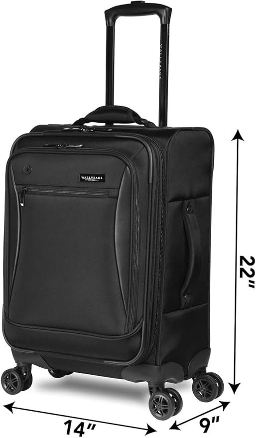 WallyBags Solutions 20” Expandable Spinner Carry-On with Padded Laptop and Electronics Pockets