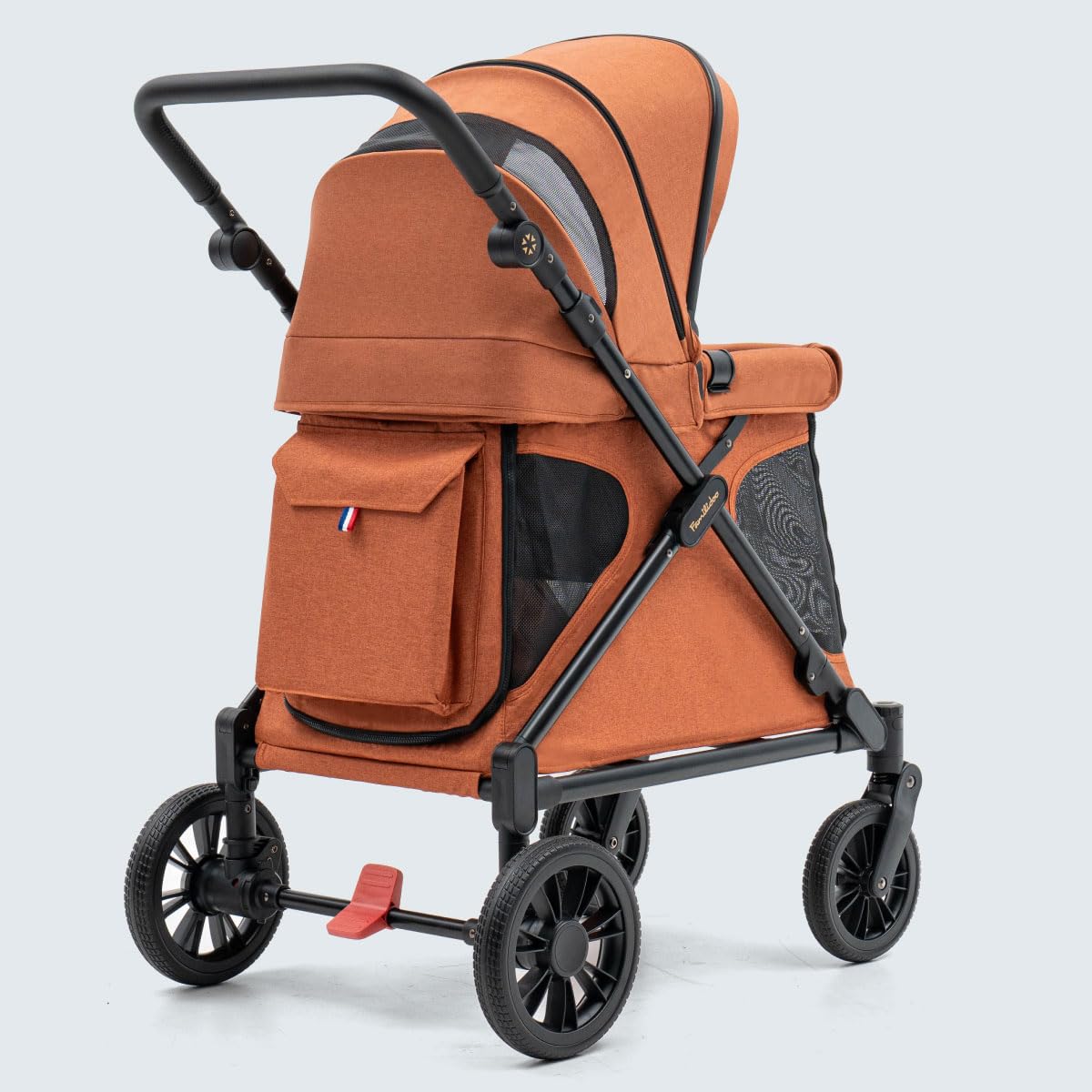 Familidoo Q1 Multi-Use Kids Wagon Stroller – Foldable, Lightweight & All-Terrain for Kids & Pets – 5-Point Safety Harness, Rain Cover & Compact Travel Design – Supports Up to 132 lbs (Burnt Orange)