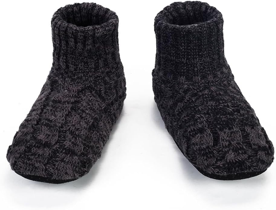 Mens Fuzzy Slipper Socks Soft Cozy Thick House Indoor Boot Sock Shoes with Anti-Skid Bottom Soles