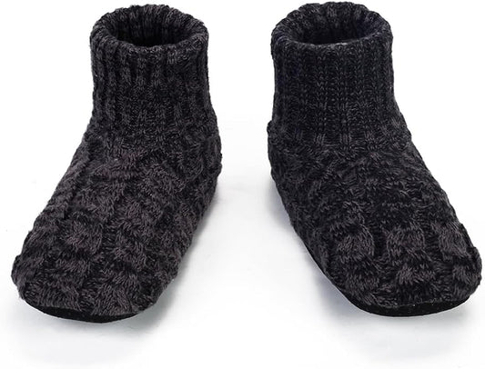 Mens Fuzzy Slipper Socks Soft Cozy Thick House Indoor Boot Sock Shoes with Anti-Skid Bottom Soles