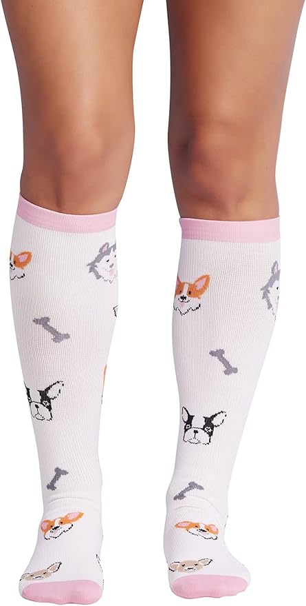 Cherokee Women's 10-15mmHg Compression Socks – Fun Print Knee Highs with Light Support, Soft Feel - PRINTSUPPORT