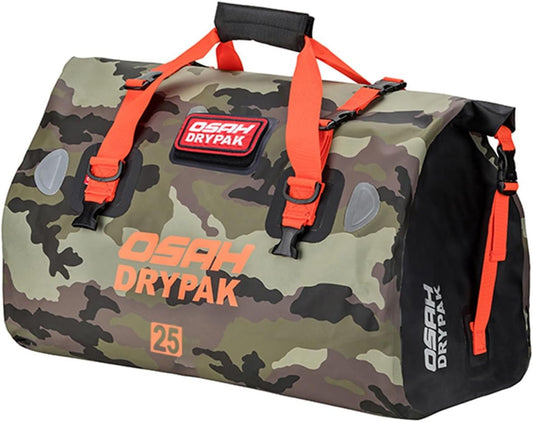 Waterproof Duffel& Luggage Bag - Motorcycle Dry Bag Tail Saddle Bags with Roll Top Closure,Large Storage Space,for Camping, Kayaking, Fishing & Traveling(Jungle, 25L)