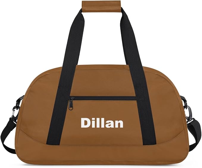 Personalize Kids Duffel Bag for Boys, Custom Name Text Sports Gym Bag Overnight Travel Weekender Bag Lightweight Carry On Sleepovers Bag for School Practice Gymnastics