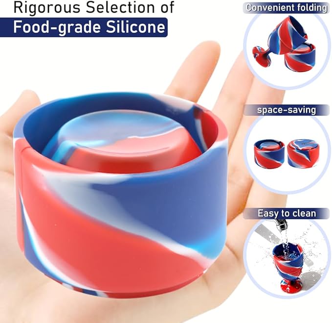1 Pack Portable Collapsible Silicone Wine Glasses, Reusable Travel Camp Wine Glasses for Home Wedding Festival Anniversary Party Picnic Outdoor, Travel Silicone Wine Cups Capacity 6.76 Oz, Red Blue