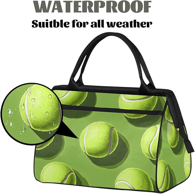 Sports Tennis Theme Overnight Weekender Bag for Women Men Travel Duffel Bags Waterproof Luggage Carry on Sports Yoga Gym Bag