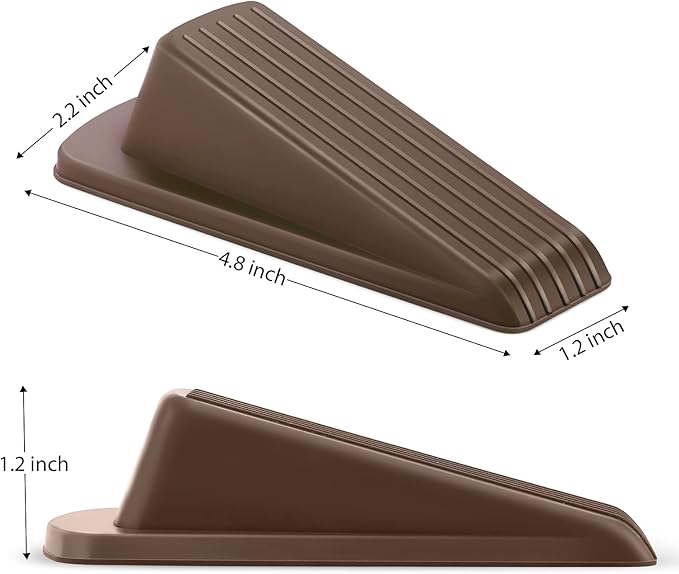 Crosize Door Stoppers for Bottom of Door, Premium Rubber Door Stops, Sturdy Door Wedge for Carpet, Tile, Concrete, Wood, Door Holder for Heavy Duty Door (Brown, 1 Pack)