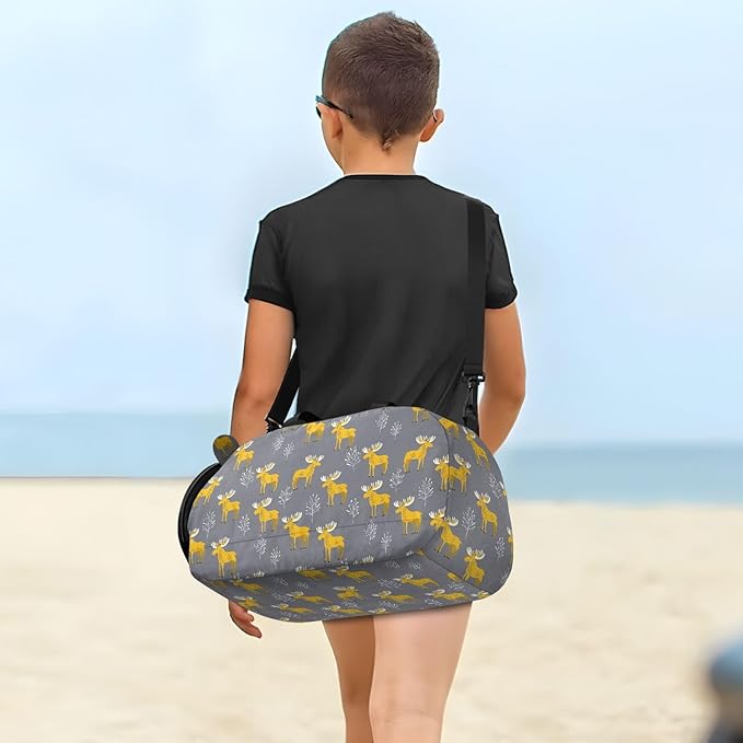 Wildlife Moose Yellow Gray Boy's Gym Duffel Bag with Shoes Compartment Large Capacity Weekend Travel Bag for Travel, Sports, Fitness & Workout bolso para gym mujer