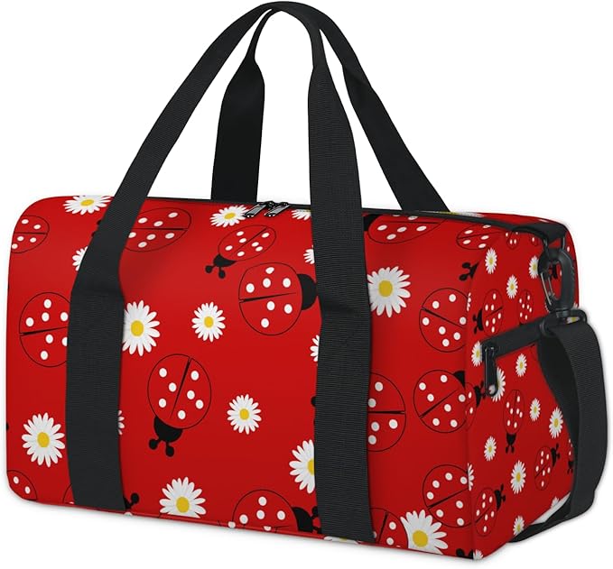 Ladybugs Red Overnight Travel Bag Unisex Carry-On Size Tote Bag Suitable for Travel Duffle Gym Sports