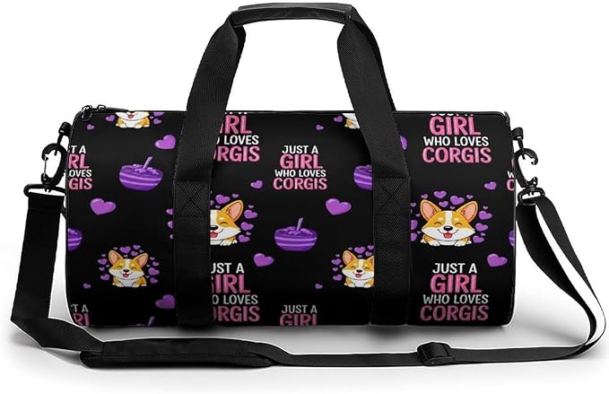 Lightweight Travel Sports Carry On Bag Just A Girl Who Loves Corgis Basketball Football Weekender Bag Sport Gym Fitness Tote