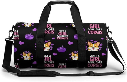 Lightweight Travel Sports Carry On Bag Just A Girl Who Loves Corgis Basketball Football Weekender Bag Sport Gym Fitness Tote