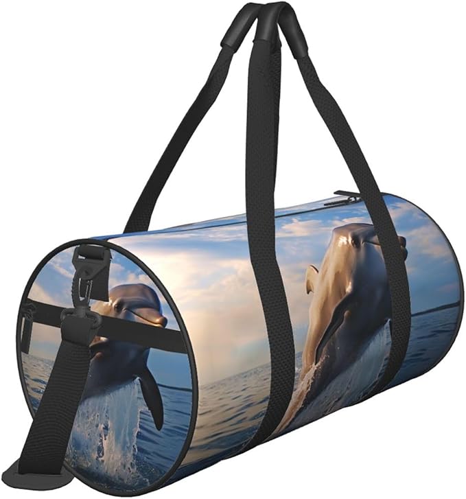 Travel Duffel Bag Lightweight Carry On Weekender Overnight Bags Cute dolphin Sports Tote Gym Backpack with Adjustable Strap Hospital Bags Foldable Luggage Bag for Women Men