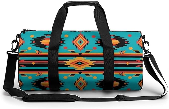 Travel Duffle Bag Southwest Native Indian American Aztec Print(002) Carry On Weekender Bags Foldable Overnight Bag Workout Lightweight Bags