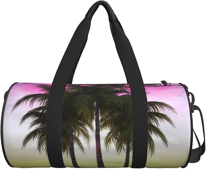Tropical Palm Tree Sports Gym Bag for Women Men Travel Duffel Bag Tote Weekender Bag Canvas Carry on Overnight Bag for Travel Swimming Fitness Workout Sports Duffle Bag