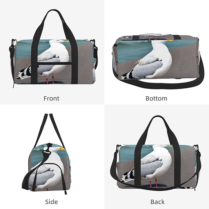 Cute seagull Print Gym Bag with Shoe Compartment for Women Men, 17.7in Sports Duffle Weekender Tote, Overnight Travel Duffel Bag Carry On