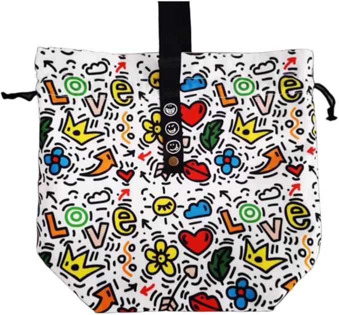 Reusable Drawstring Lunch Bag,Insulated Handbag Tote bag with Handle,Lunch Sackand Drawstring Closure for Women Work Picnic or Travel（Colored