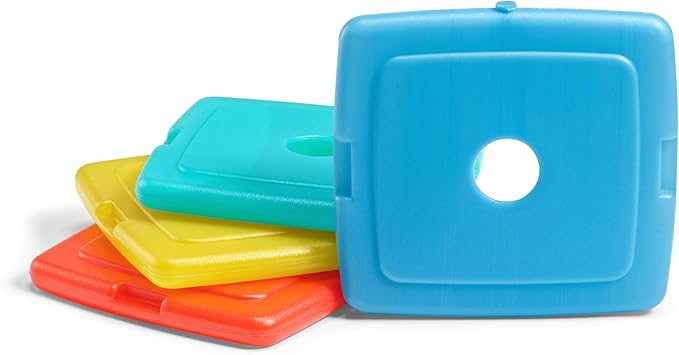 Cool Coolers by Fit & Fresh 4 Pack Slim Ice Packs, Quick Freeze Space Saving Reusable Ice for Lunch Boxes or Coolers, Multi Colored, 2 Packs of 4 (Pack of 6)