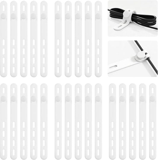 25Pack Silicone Cable Ties,Reusable Cord Organizer for Bundling Electrical Cords,Adjustable Data Cable Organizer Ties,High Elasticity Cable Straps for Home/Office/School/Travel(White)
