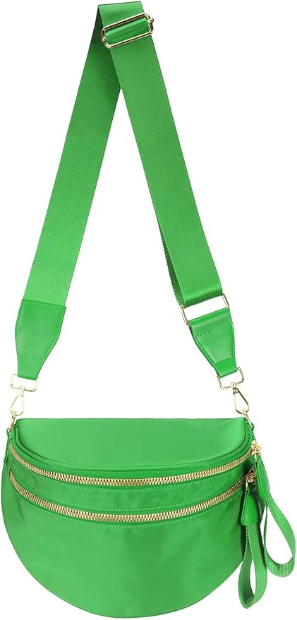 Pure Colour Crossbody Bag Bum Bag for Women,Spacious Purse Fanny Packs Belt Bag,Oversized Bum Bag (Colour Bum Bag-Kelly Green)