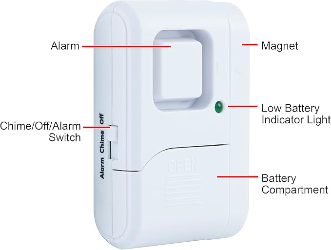 UltraPro Personal Security Window and Door Alarm, 12 Pack, DIY Protection, Burglar Alert, Wireless Chime/Alarm, Easy Installation, Home Security, Ideal for Home, Garage, Apartment, White, 45989