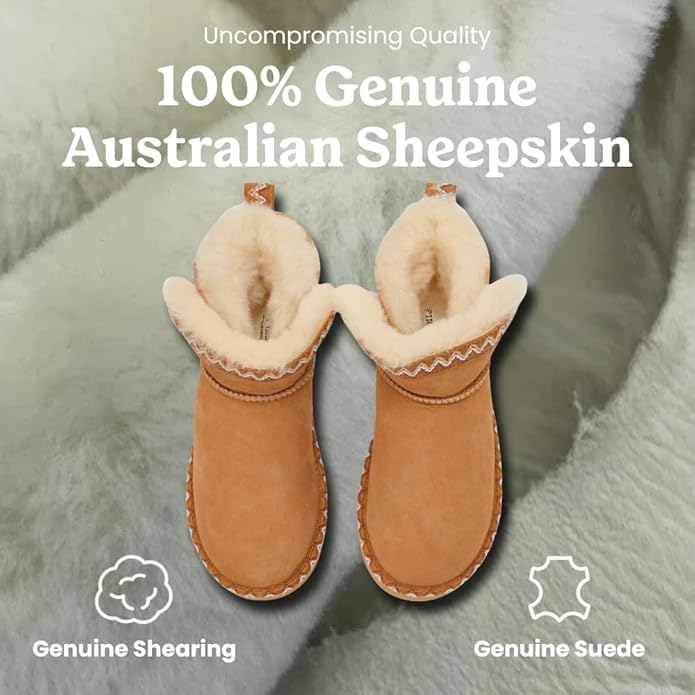 Dearfoams Women's Fireside Shearling Water Resistant Indoor/Outdoor Foldover Boot Slipper
