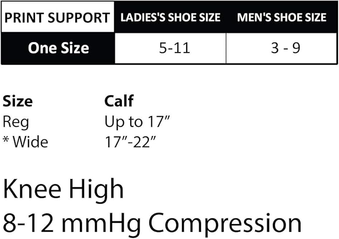 Cherokee Women's 10-15mmHg Compression Socks – Fun Print Knee Highs with Light Support, Soft Feel - PRINTSUPPORT