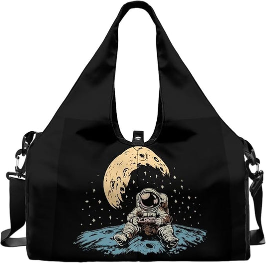 Gym Bag Men with Yoga Mat Holder Shoe Compartments, Mens Duffle Bag Double Zipper Lightweight Breathable Carry On Duffel Bag for Travel Work Gym