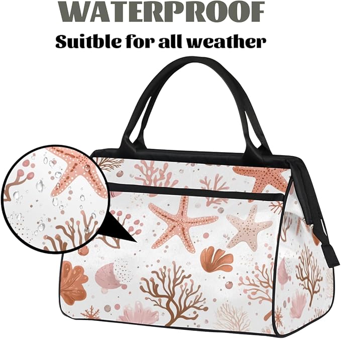 Ocean Theme Nautical Overnight Weekender Bag for Women Men Travel Duffel Bags Waterproof Luggage Carry on Sports Yoga Gym Bag