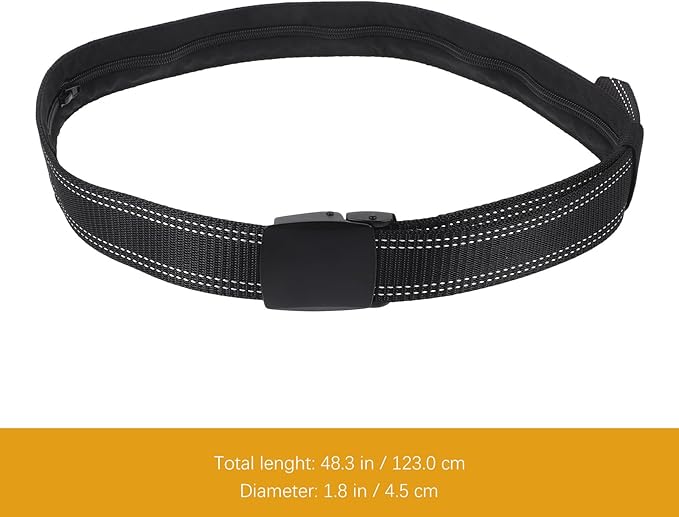 PartyKindom Men's Anti-theft Money Belt with Alloy Buckle, Travel Hidden Waist Belt, Double-line Black Matte Leather for Secure Everyday Use