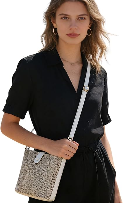 Womens Straw Bucket Bag Summer Beach Woven Purse For Women Straw Crossbody Bags For Travel Rattan Handbag 2026