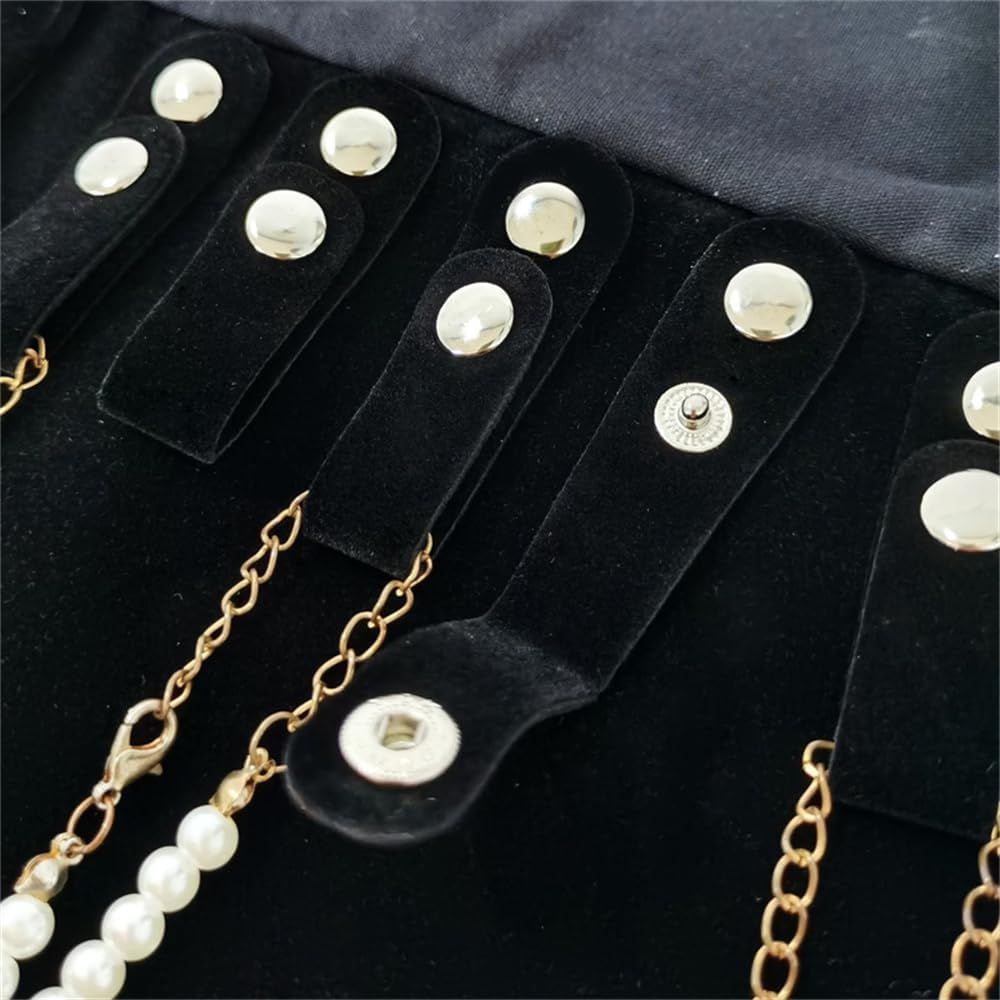 Velvet Travel Jewelry Case Roll Bag Organizer for Necklace Bracelet Earrings Ring (Black) (Black（6+2+4+2)