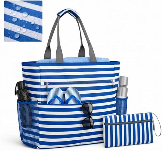 Waterproof Foldable Tote Bag for Travel – Large Carry-On with Zipper Pocket for Beach, Gym, Airplane & Weekend Trips