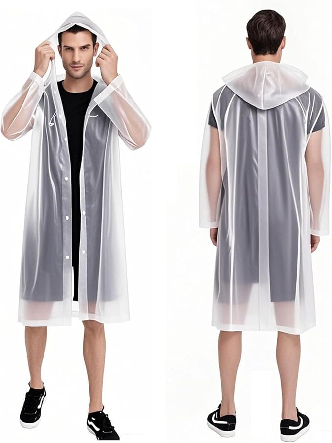 2Pcs Rain Coats - Reusable EVA Rain Ponchos for Adults Rain Jackets Raincoats for Men Women