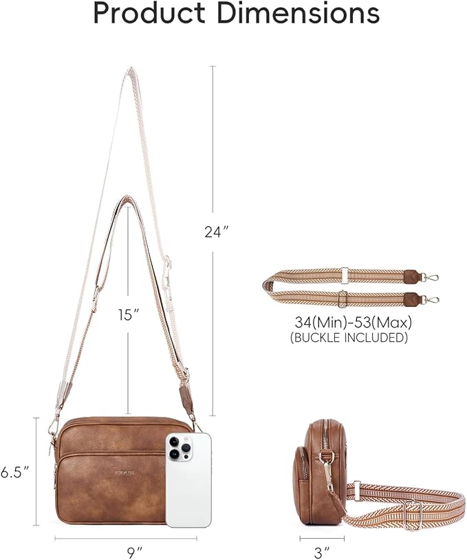 CHOLISS Small Purses for Women, Travel Purses Anti Theft Crossbody Bags for Women, Vegan Leather Adjustable Wide Guitar Strap | Travel Purses, Anti Theft, Adjustable, Wide Guitar Strap