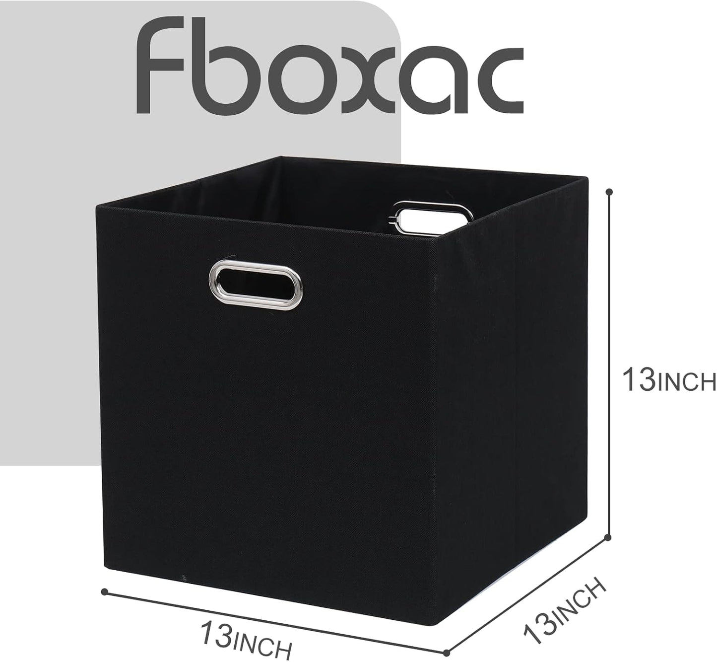 Collapsible Organization Basket Fabric Foldable Box with Handles, 13x13 Cube Storage Bins Set of 4, Thick and Heavy Duty Storage Baskets for Shelves Bedroom Livingroom,Black