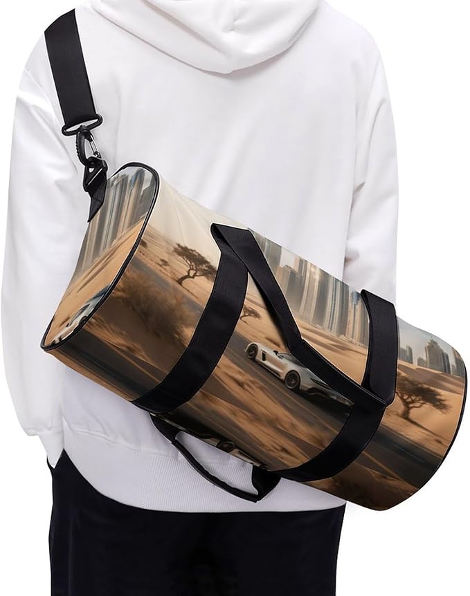 Sports Gym Bag for Women Men Travel Duffel Bag Tote Weekender Bag City Skyline Carry on Overnight Bag for Travel Swimming Fitness Workout Sports Duffle Bag