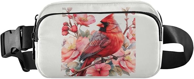 Cardinal Pink Flowers Fanny Pack for Women Men Water Resistant Fashion Waist Packs with Adjustable Strap Belt Bag for Travel Workout Jogging Hiking 21218737