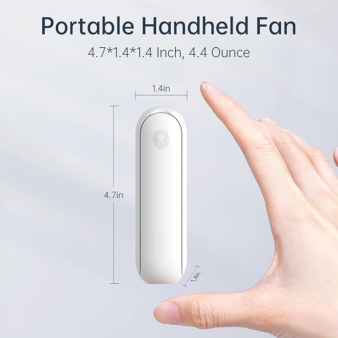 JISULIFE Portable Handheld Fan, Mini Personal 3-In-1 with Power Bank&Flashlight, 12-19 Hrs USB Rechargeable Battery Pocket Fan for Travel/Summer/Vacation/Concert, Essential Gifts for Men/Women-White