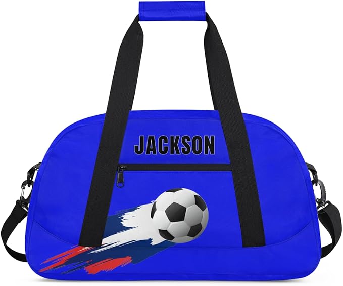 Custom Soccer Gym Duffel for Kids Boys,Personalized Duffel Bag Overnight Bags for Travel Weekender Practice Basketball