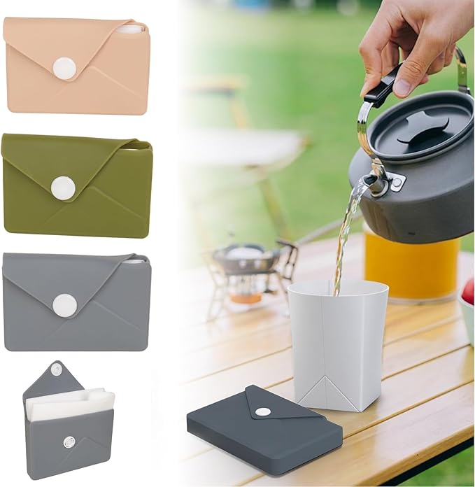 Silicone folding water cup, Portable Foldable Water Cup,Reusable Leak-Proof Design For Camping, Hiking, Sports.Card Bag Design For Easy Insertion Into Pockets (black)