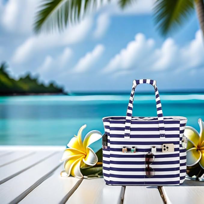 LEDAOU Beach Bag Waterproof Sandproof Women Beach Tote Pool Bag with Zipper for Swim Gym Grocery Travel with Wet Pocket | Sandproof, with Zipper, for Gym, Grocery, Travel, with Wet Pocket