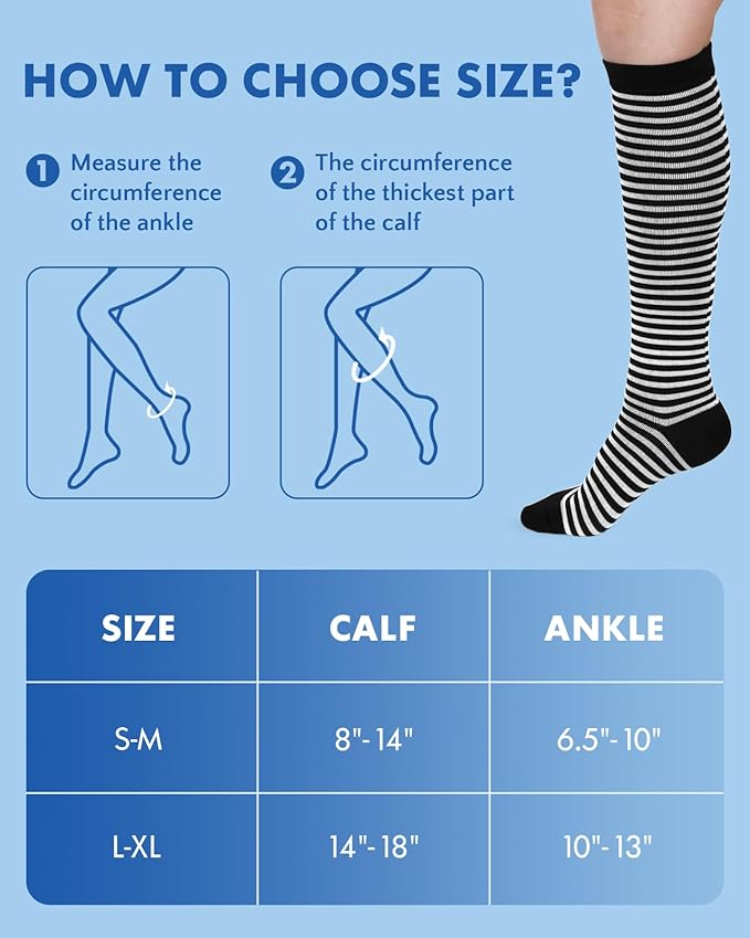 2Packs Compression Socks for Women - 15-20 mmHg Graduated Circulation Support for Nurses, Athletes and Travel