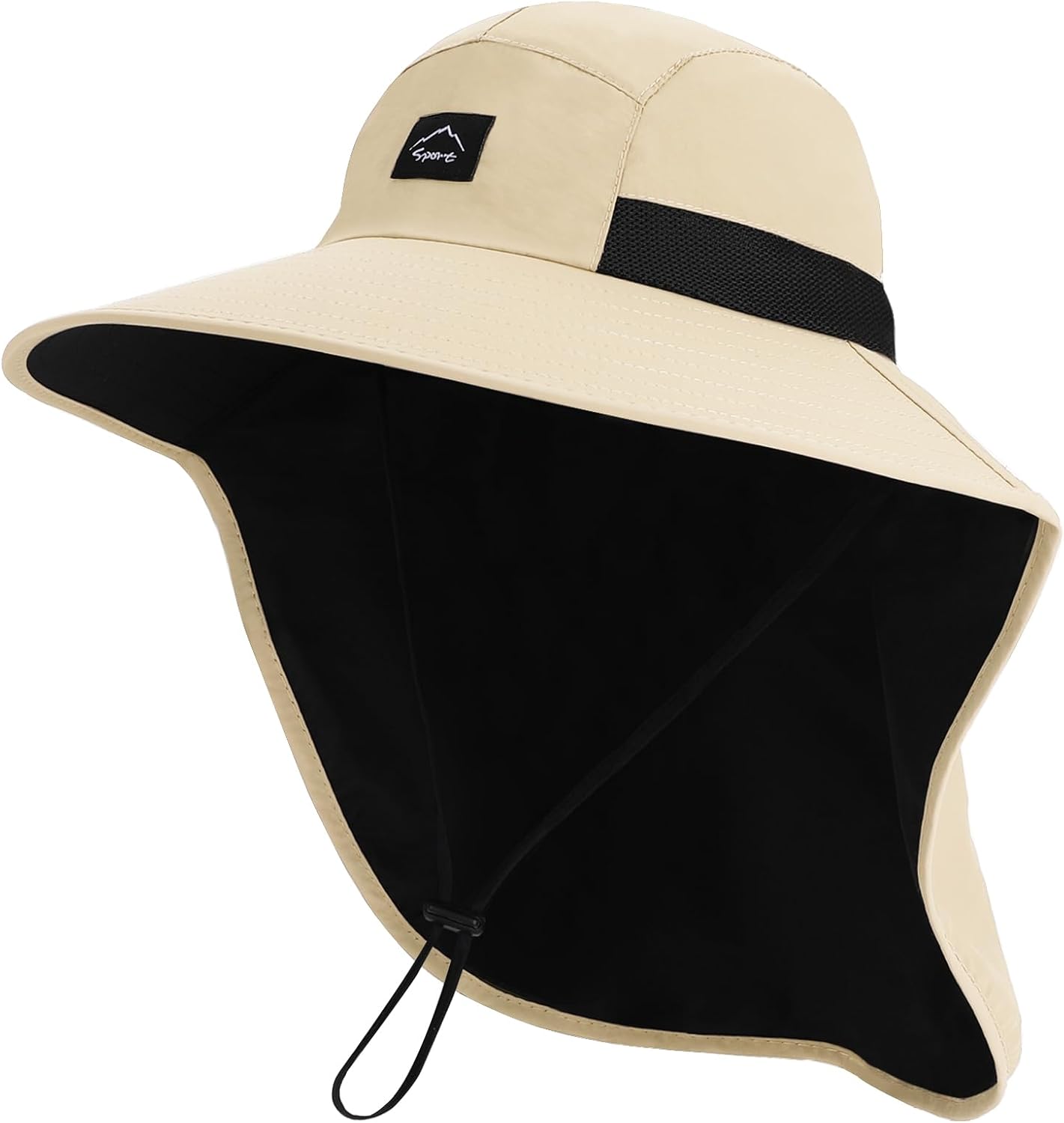 Rosoz Outdoor Sun Hat for Men Women, UPF50+ Protection Safari Cap Wide Brim Mesh Fishing Hat with Neck Flap Beach Garden