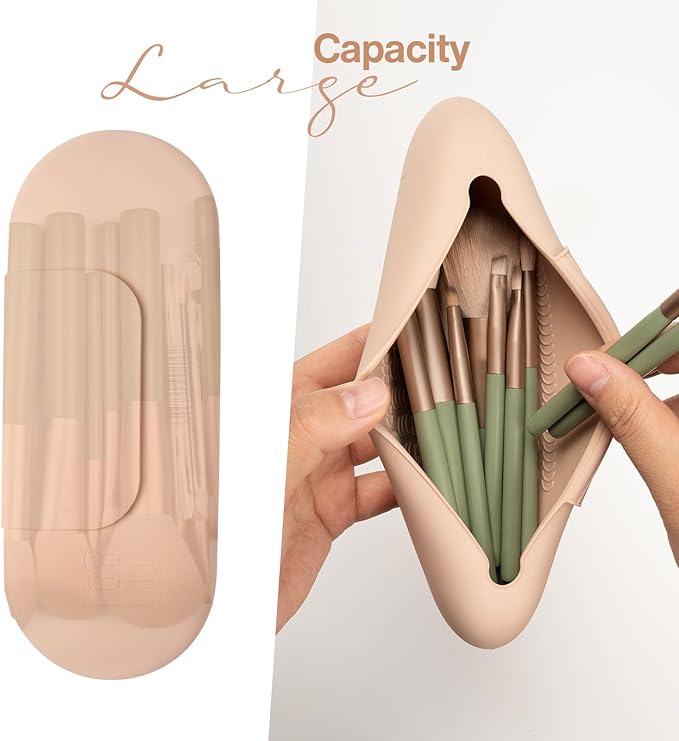 Silicone Makeup Brush Holder Travel Cosmetic Bag Soft Portable Cosmetic Face Brushes Holder with Magnetic Closure
