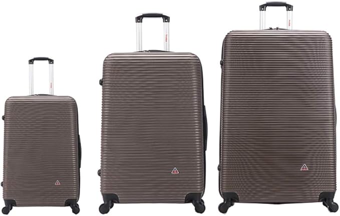 InUSA ROYAL Hardside Luggage Set with Spinner Wheel | Spacious Travel Suitcases with Ergonomic GEL Handle and Studs | (20/28/32) 3 Piece Luggage Set | Brown