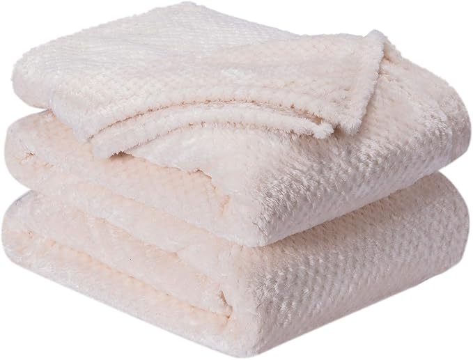 Fuzzy Throw Blanket, Plush Fleece Blankets for Adults, Toddler, Boys and Girls, Warm Soft Blankets and Throws for Bed, Couch, Sofa, Travel and Outdoor, Camping (Queen(80"x90"), XXL-Cream)