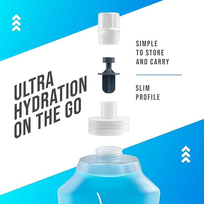 Flexible Running Bottle - Two Pack: 8.5oz, Foldable, BPA/PVC Free, Perfect for Hydration Pack, Running Vest - Ideal for Jogging, Hiking & Travel