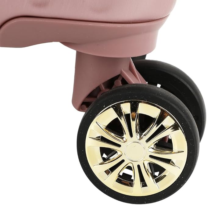 Disney Minnie Mouse 20 Inch Carry On Rolling Luggage, Rose Gold Hardshell Spinner Suitcase with 8 Wheels, Retractable Handle, Valet Straps & Zippered Packing Curtain, Expandable, Officially Licensed